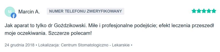 Zrzut ekranu strony O mnie ortodonty Bartosza Goździkowskiego z informacjami o doświadczeniu i edukacji