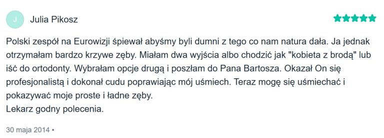 Zrzut ekranu strony O mnie ortodonty Bartosza Goździkowskiego z informacjami o doświadczeniu i edukacji