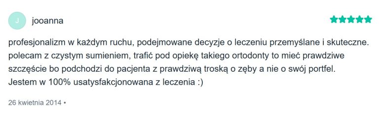 Zrzut ekranu strony O mnie ortodonty Bartosza Goździkowskiego z informacjami o doświadczeniu i edukacji