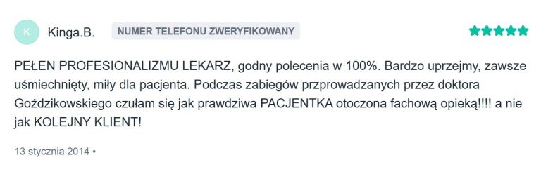 Zrzut ekranu strony O mnie ortodonty Bartosza Goździkowskiego z informacjami o doświadczeniu i edukacji